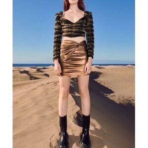 Zara Top Womens XS Corset Tulle Mesh Cropped Sweetheart Neckline Long Sleeve